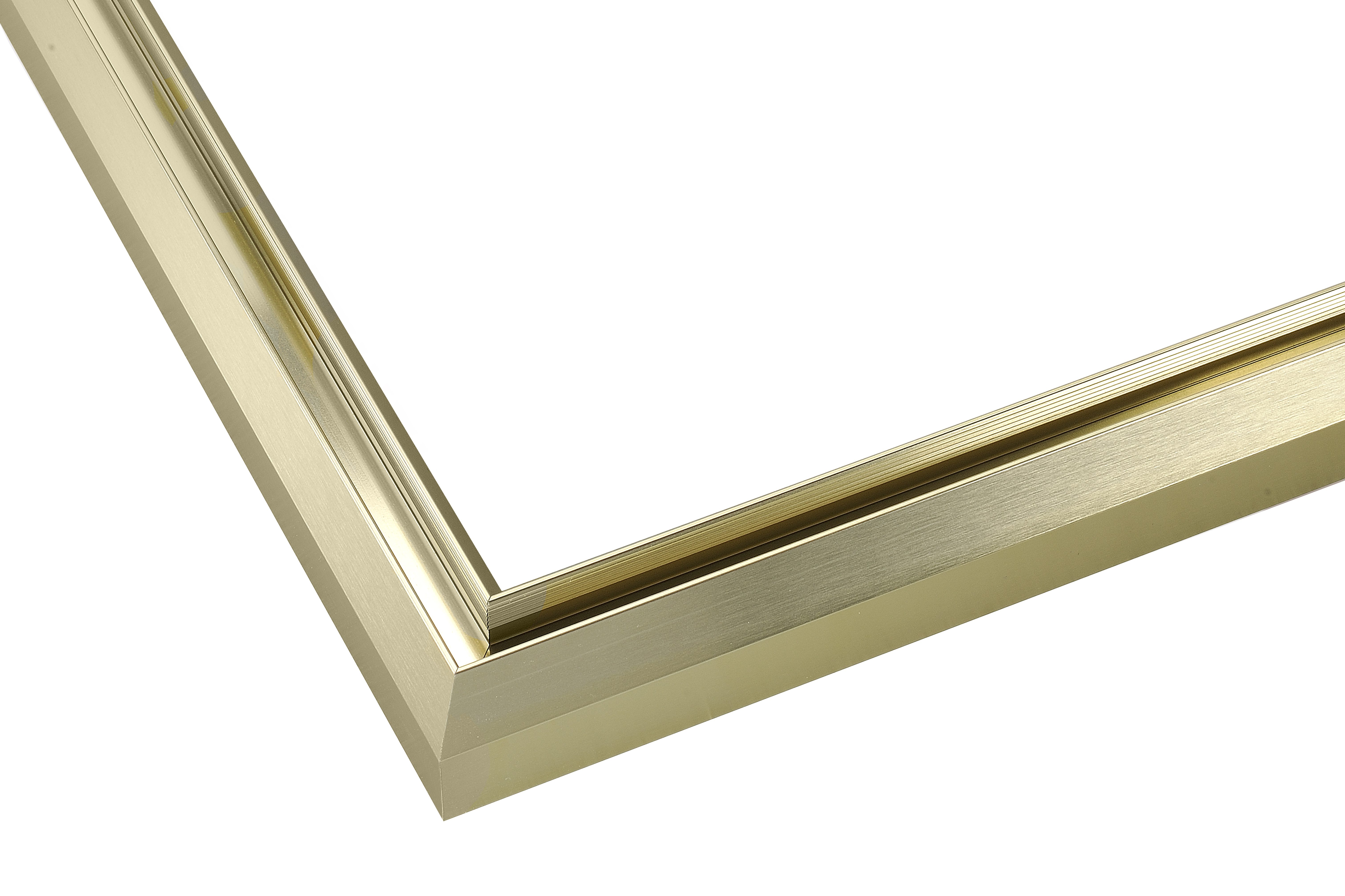 Close-up of the Brushed Brass hardware finish available for our semi-frameless shower screens.