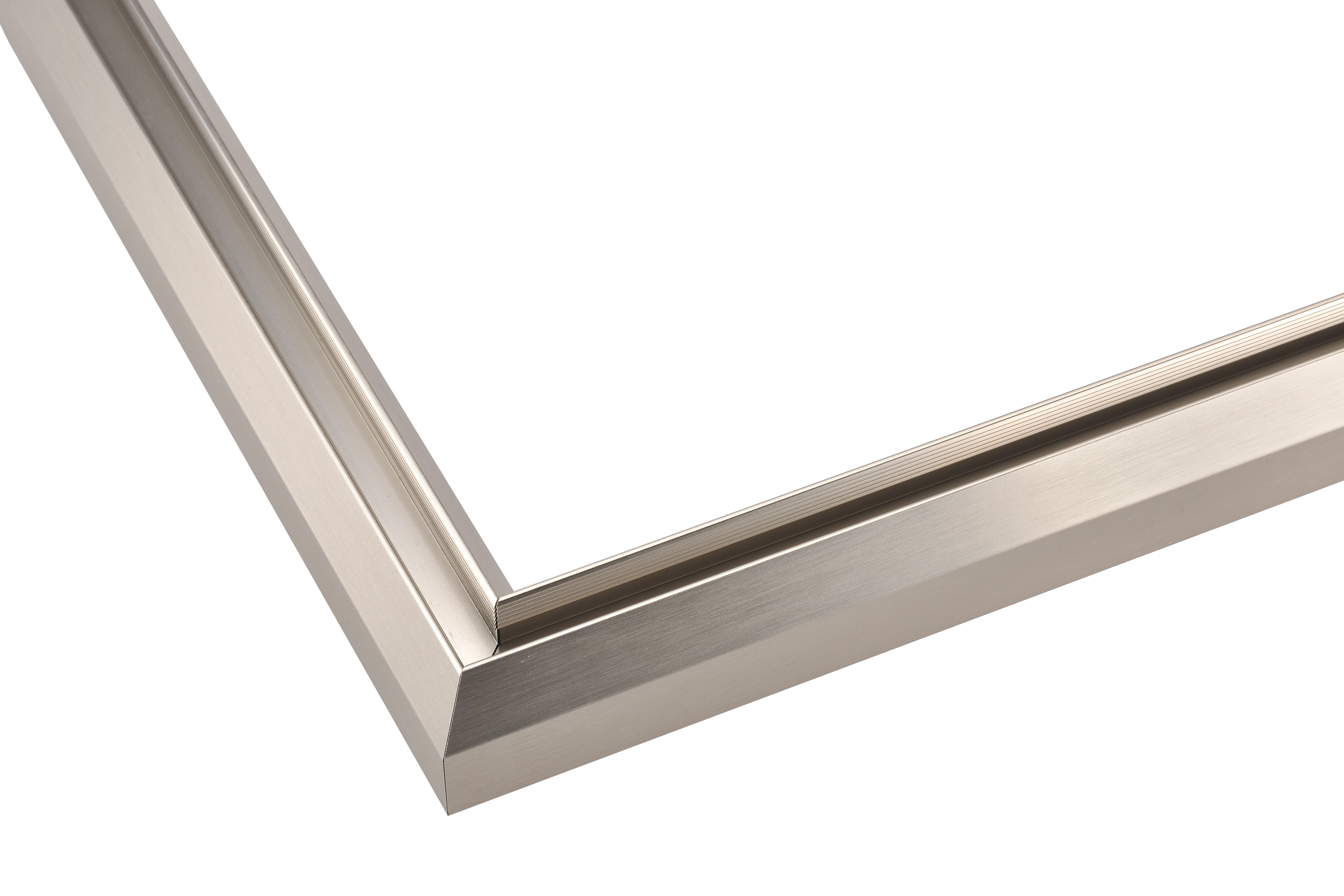 Close-up of the Brushed Nickel hardware finish available for our semi-frameless shower screens.