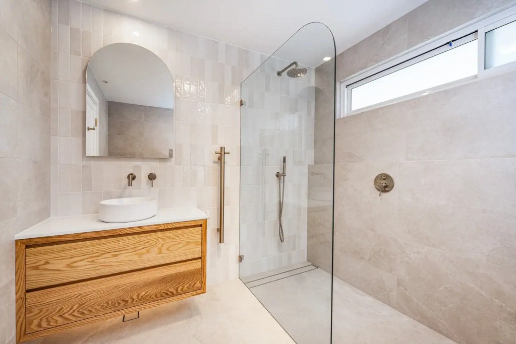 First Class Glass frameless shower screen installation in a Mona Vale home.