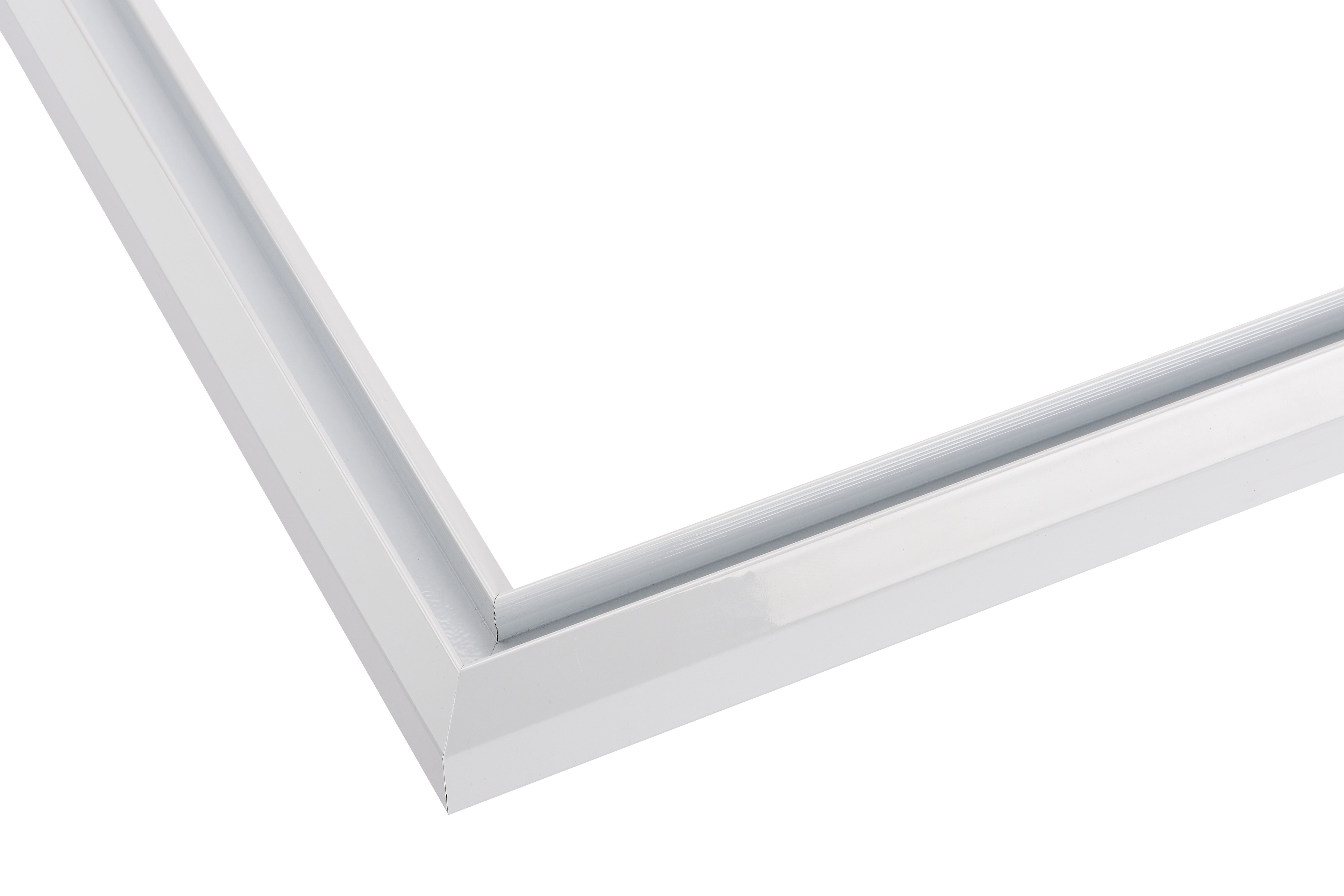 Close-up of the Pearl White hardware finish available for our semi-frameless shower screens.