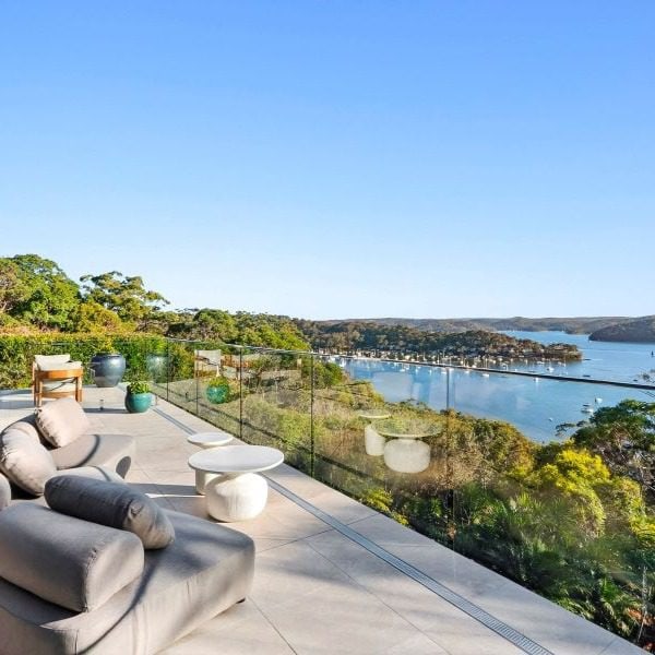 First Class Glass frameless balustrade overlooking Pittwater Harbour.